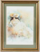 SHERREE VALENTINE DAINES Girl sleeping amongst wild flowers, watercolour, signed 'Sherree' with