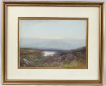 FREDERICK JOHN WIDGERY (1861-1942) moorland view with heather, reverse inscribed 'Stepperton Tor,