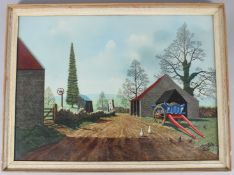AFTER TRISTRAM HILLIER 'The Blue Cart' coloured print, 44cm x 59cm and FELIX KELLY an unframed