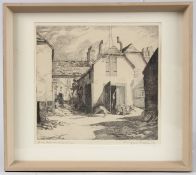 MARGARET JOLLIFFE (act.1925-1955) 'Old Houses Wareham' etching, signed and dated '39 in pencil, 18.
