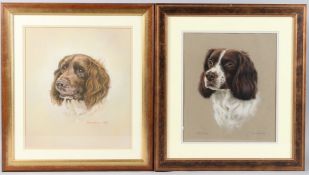 KATH BROOKS (20TH CENTURY) Study of a Springer Spaniel, pastel, signed 31cm x 26cm and another