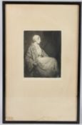 PERCY LANCASTER 'A Breton Girl' drypoint, signed in pencil, 27/45 artist's label verso, 22cm x