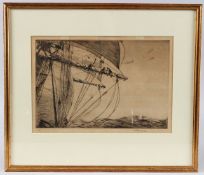 ARTHUR BRISCOE (1920 -1997) view of sailors on a ships rigging, drypoint, 8/75, signed in ink, 20.
