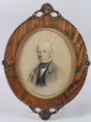 WILLIAM HUGGINS (1820-1884) Bust length portrait of a gentleman, charcoal and coloured crayons,