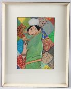 INDIAN SCHOOL (20TH CENTURY) Portrait of a woman, gouache on paper, 37cm x 26cm