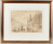 CECILIA MONTGOMERY (1792-1879) Ghent canal scene, pencil and watercolour, inscribed 'Ghent July