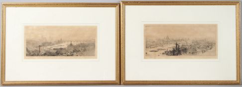 WILLIAM LIONEL WYLLIE (1851-1931) views of the River Thames, towards St Pauls Cathedral and