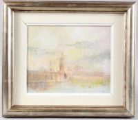 20TH CENTURY SCHOOL View of Venice oil on board, indistinctly signed, 20.5cm x 25.5cm
