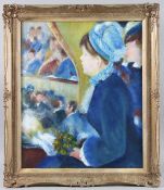 AFTER RENOIR 'At the theatre, La Premiere Sortie' acrylic on canvas board, 59cm x 49cm