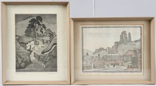 FRANCES EMILY PENROSE (1896-1986) 'Devon Farm', etching, signed in pencil, 20.5cm x 15cm and a