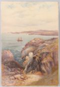 JAMES ALFRED AITKEN (1846-1897) 'On the Anglesey Coast' watercolour on card, signed, and inscribed