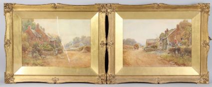 JOSEPH WILLIAM MILLIKEN (1865-1945) views of cottages and village roads, pair of watercolours,