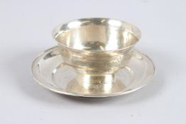 A CHINESE SILVER BOWL AND STAND.
