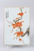 A CHINESE 1939 PORCELAIN PAINTING PANEL. 14ins x 9.5ins.