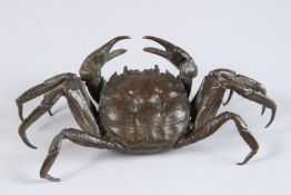 A JAPANESE OKIMONO BRONZE CRAB. 6ins long.