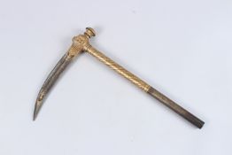 A GOOD OTTOMAN TURKISH GOLD INLAID WAR HAMMER.
