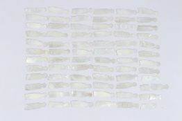 A LARGE COLLECTION OF FINELY ENGRAVED 19TH CENTURY CHINESE CANTONESE MOTHER-OF-PEARL FISH SHAPED