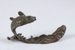 A JAPANESE OKIMONO BRONZE FISH. 6ins long.