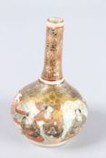 A MINIATURE SATSUMA BOTTLE VASE, decorated with figures. 4ins high.
