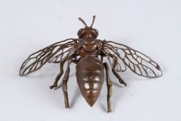 A JAPANESE OKIMONO BRONZE BEE. 4ins long.