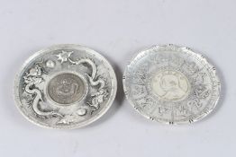 TWO CHINESE COIN DISHES.