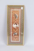 A CHINESE FRAMED AND GLAZED SILKWORK PICTURE. 1ft 10ins x 8ins.