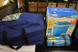 A Halfords family tent pack and other items.