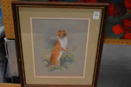 Joel Kirk, study of a weasel together with paintings depicting a cat and dogs.