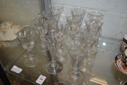 A collection of 19th/early 20th century cut glass wine or liqueur glasses.