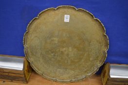 Chinese engraved brass tray.