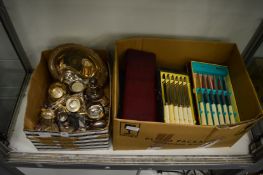 Quantity of plated items to include cased flatware.