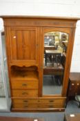 A Victorian pitch pine wardrobe.