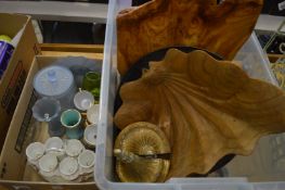 Decorative china, metalware and wooden items.