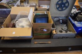 An old projector, projector screen etc.