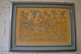 Indian School, painting on silk depicting warriors together with another similar.