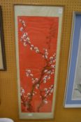 Chinese school, prunus tree with blossom, painting on silk.