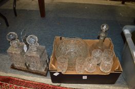 A tantalus and other glassware.