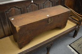 An 18th century oak six plank coffer.