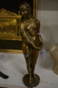 Cast bronze standing female nude.