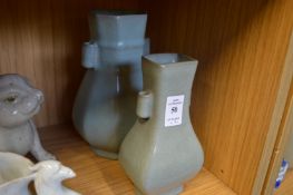 Two Chinese celadon glazed vases.