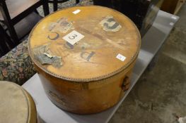 An old wooden hat box.