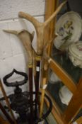 Four antler handle walking sticks.