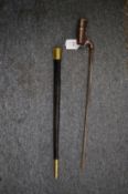 A bayonet and scabbard.
