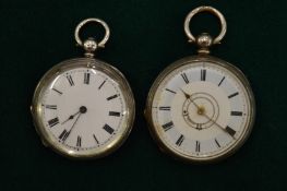 Two silver cased pocket watches.