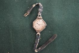 A ladies silver cased Art Deco wristwatch.