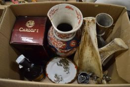 Miscellaneous collectables, bottle of Spanish brandy and other items.