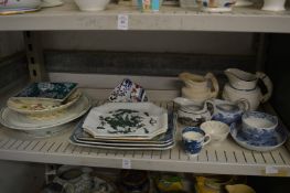 A shelf of decorative 19th century and later china.