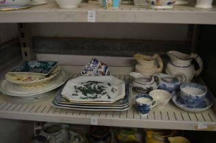 A shelf of decorative 19th century and later china.