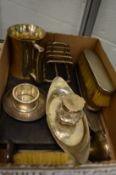 A group of silver items to include a tankard, inkwell, set of spoons etc.