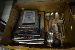 Silver and silver plated items to include photograph frames, Christening tankard etc.